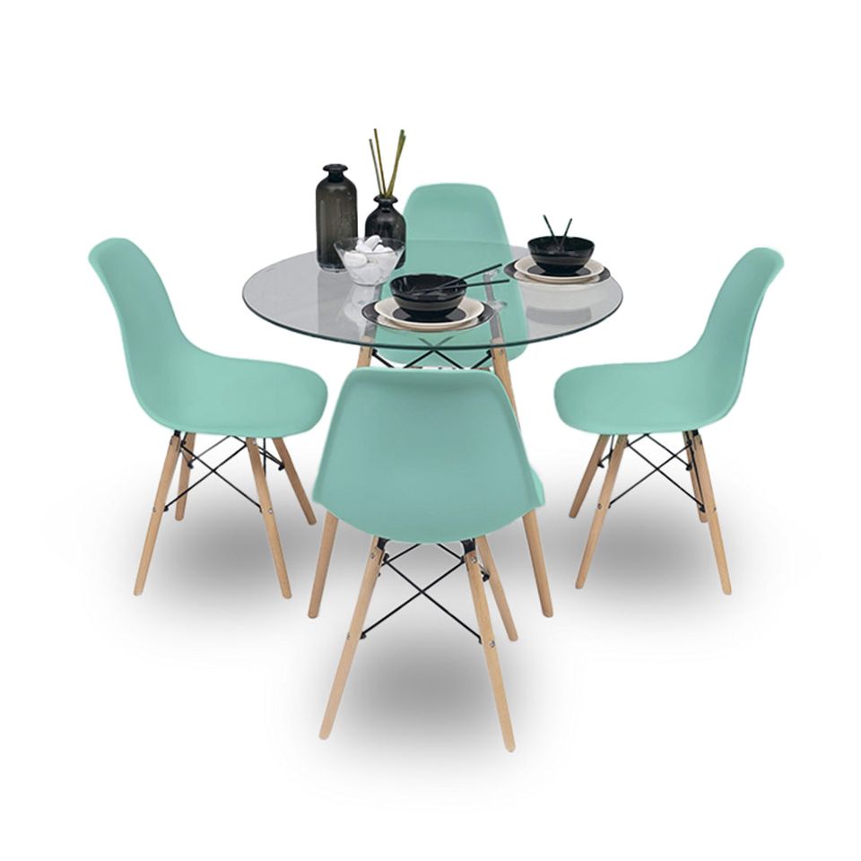 Comedor Vidrio 80cm o 100cm - 4 Sillas Eames