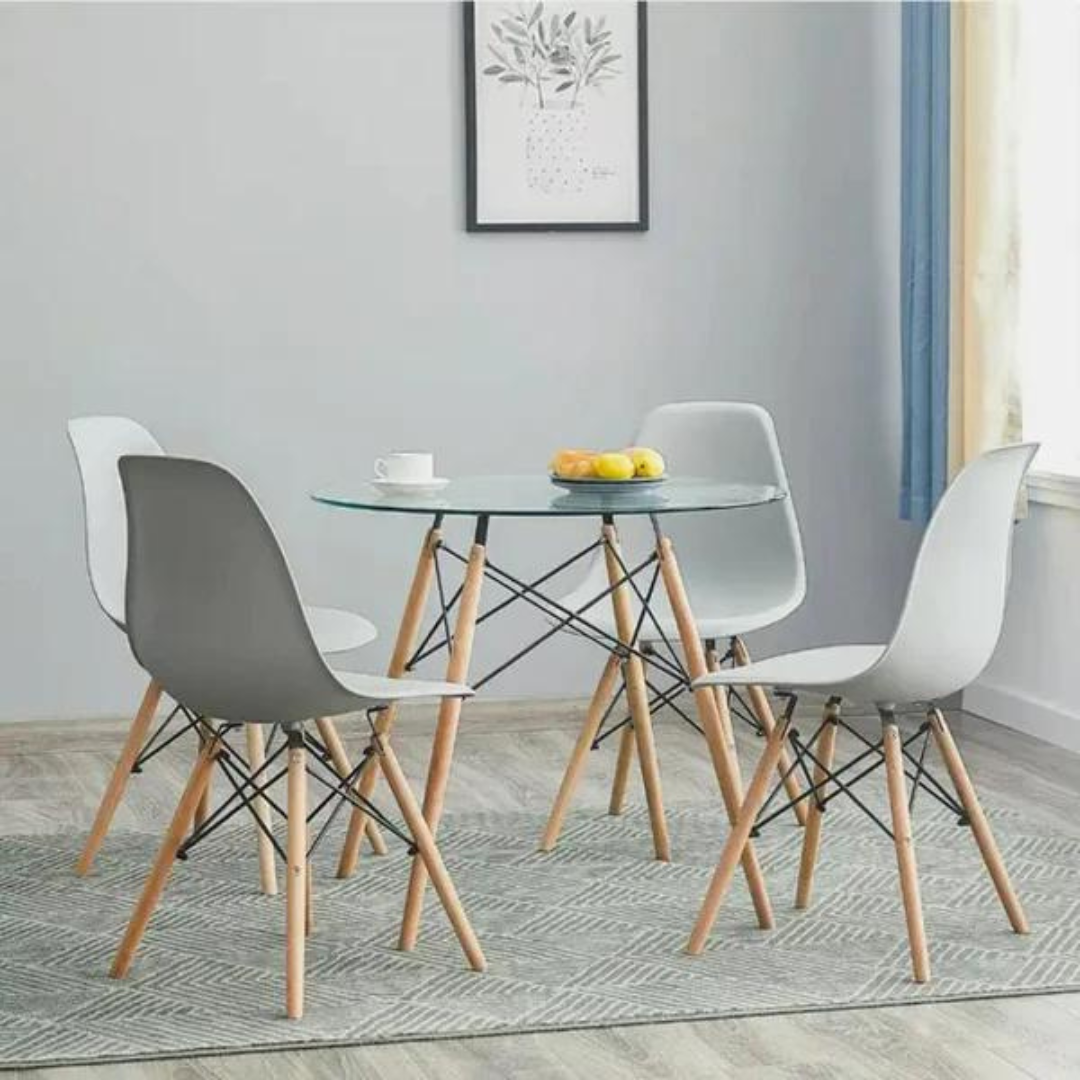 Mesa de Vidrio Eames Redonda 80cm