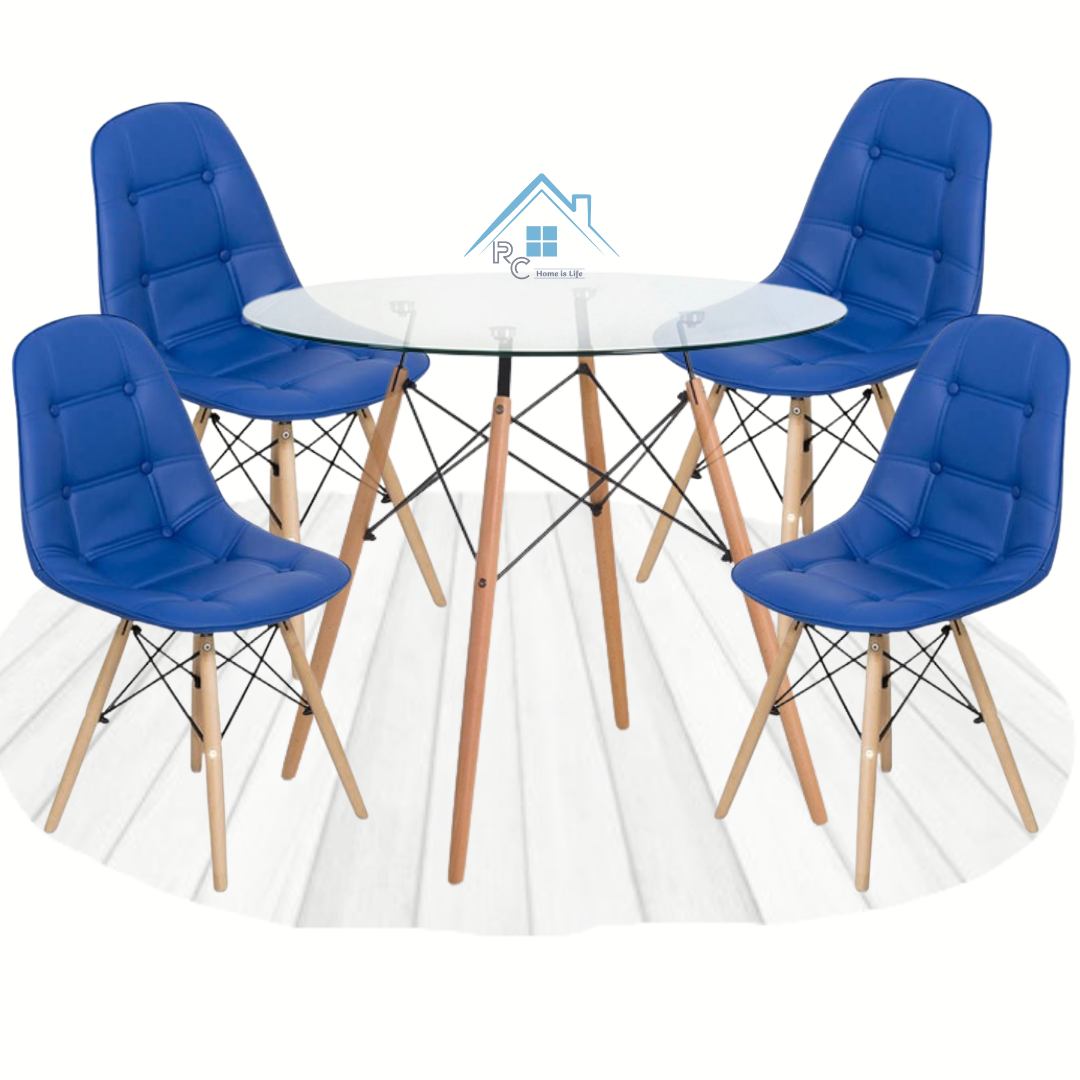 Comedor Vidrio 80 o 100cm - 4 Sillas Buckle