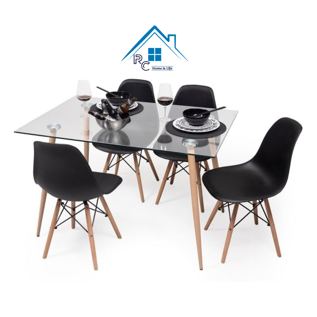 Comedor Vidrio 120x80 - 4 Sillas Eames