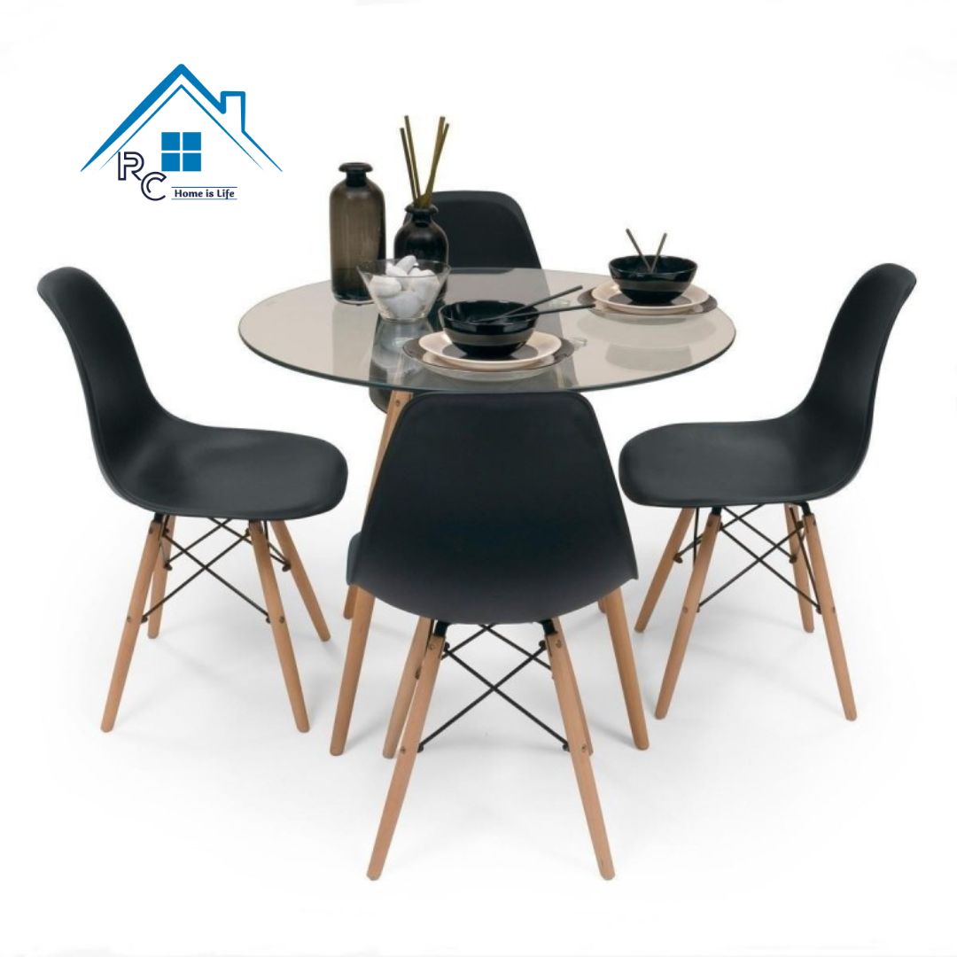 Comedor Vidrio 80cm o 100cm - 4 Sillas Eames