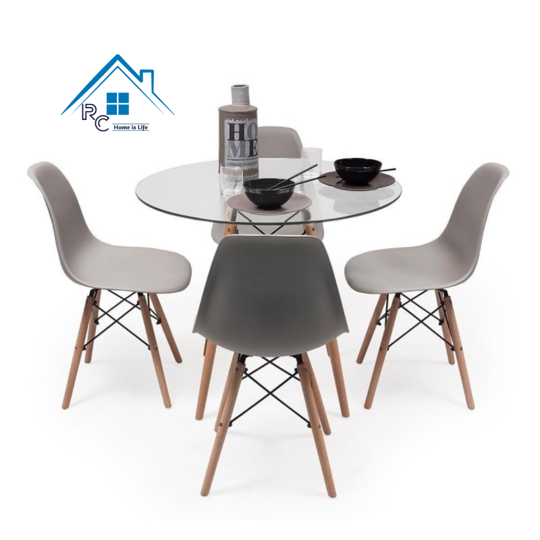Comedor Vidrio 80cm o 100cm - 4 Sillas Eames