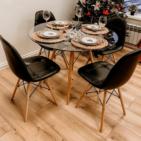 Comedor Vidrio 80 o 100cm - 4 Sillas Buckle