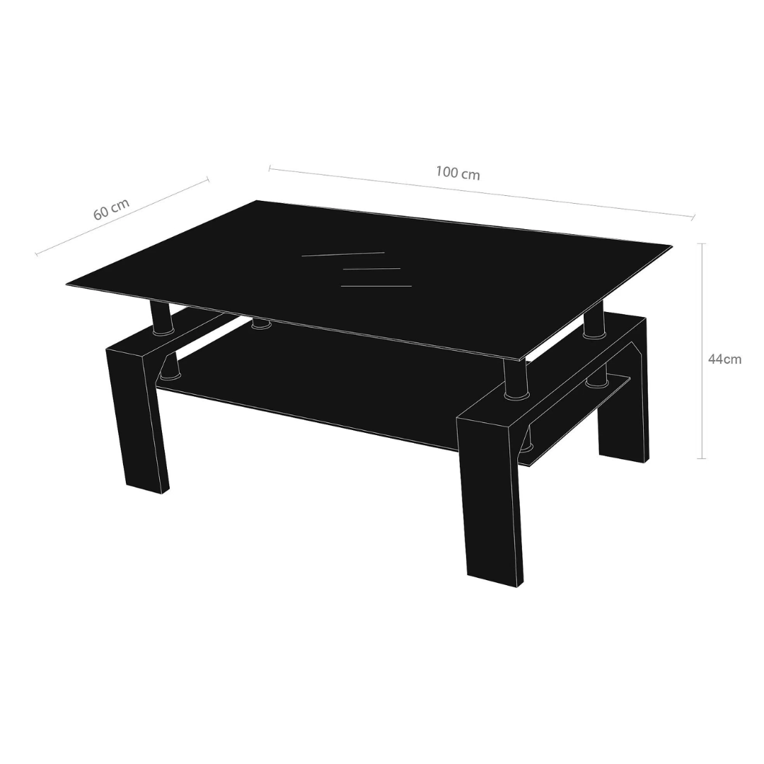 Mesa de Centro Vidrio Rectangular 100x60x45cm