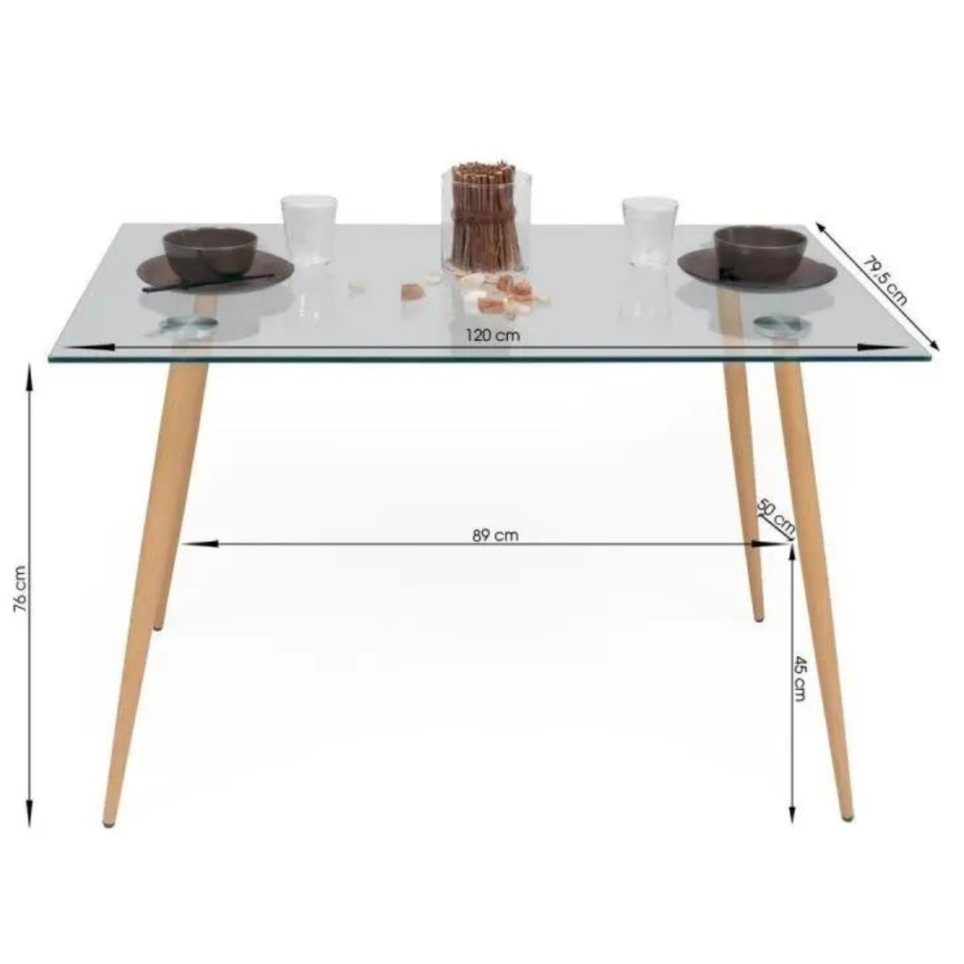 Comedor Vidrio 120x80 - 4 Sillas Eames