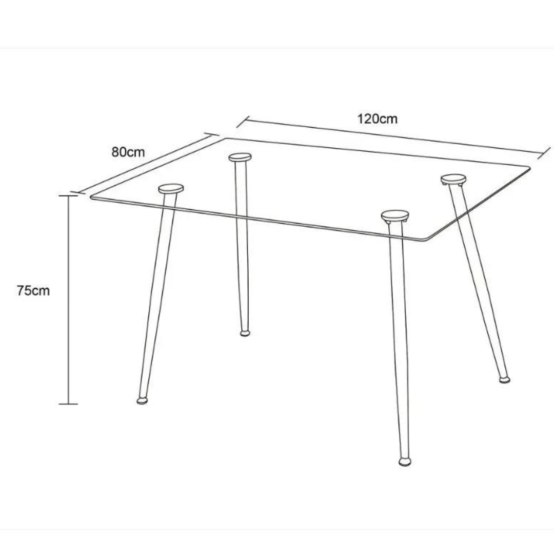 Mesa Rectangular Vidrio Negra 120cm