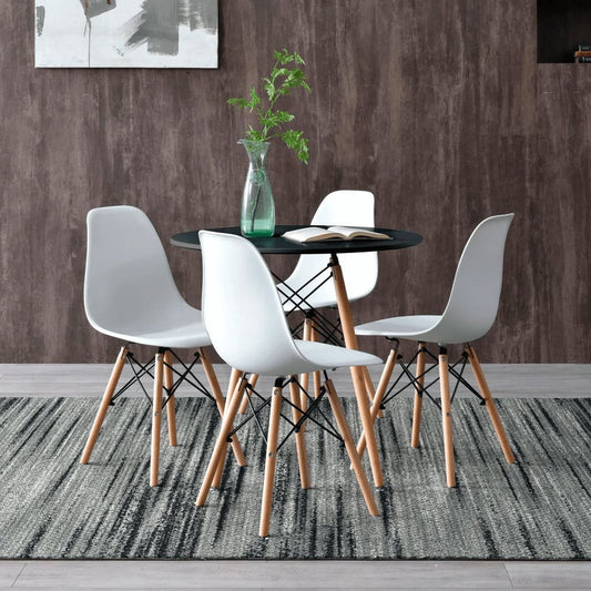 Comedor Eames Redondo Negro - 4 Sillas Eames