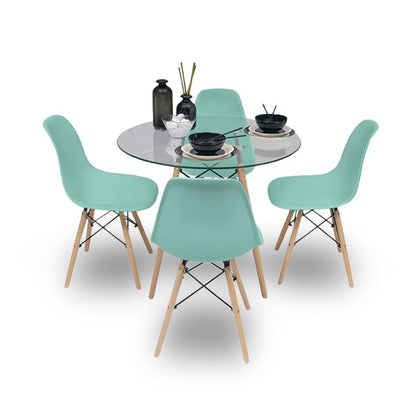 Comedor Vidrio 80cm  o 100cm - 4 Sillas Eames