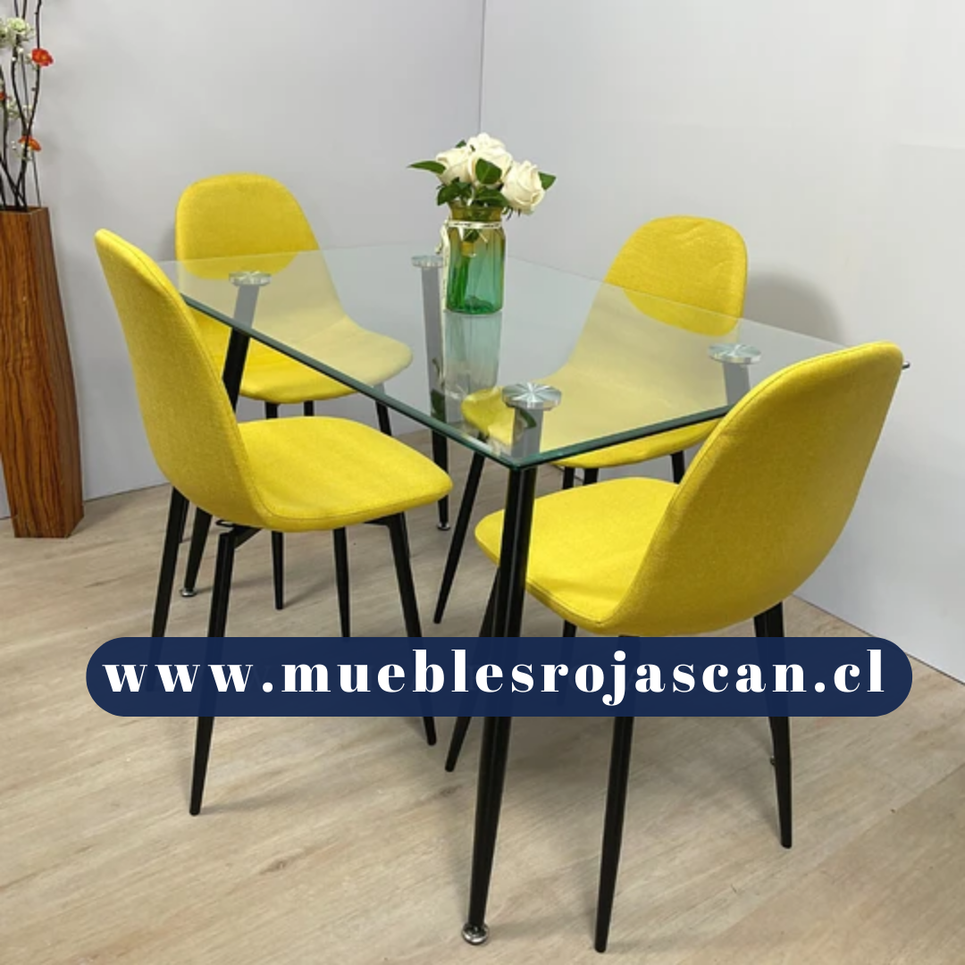 Comedor Vidrio 120x80cm - 4 Sillas Cooper