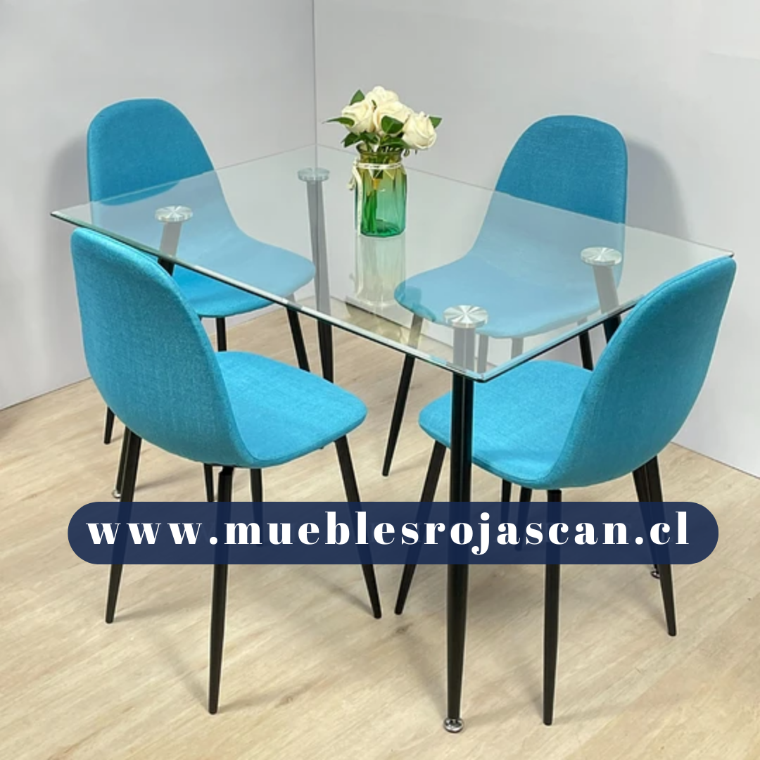 Comedor Vidrio 120x80cm - 4 Sillas Cooper