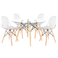 Comedor Vidrio 80cm - 4 Sillas Transparentes