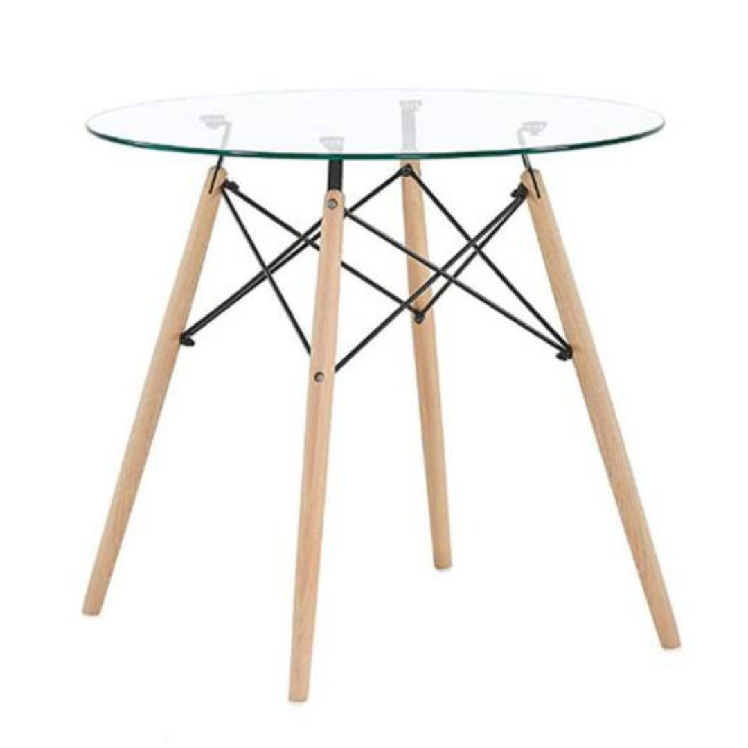 Mesa de Vidrio Eames Redonda 80cm