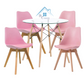 Comedor Vidrio 80 o 100cm + 4 Sillas Tulip