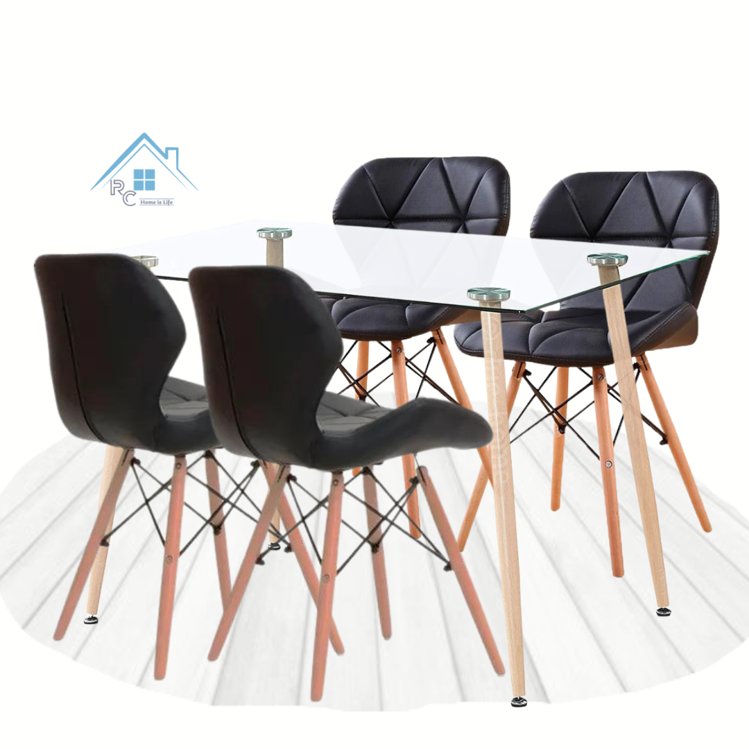 Comedor Vidrio 120x80cm - 4 Sillas Radar