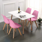 Comedor Eeames Rectangular Blanca 120x80 + Sillas 4 Tulip Acolchadas