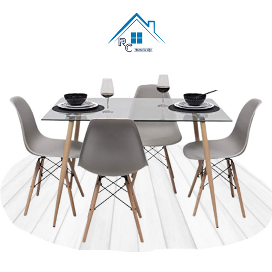 Comedor Vidrio 120x80 - 4 Sillas Eames