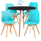 Comedor Redondo Negro 80cm - 4 Sillas Tulip